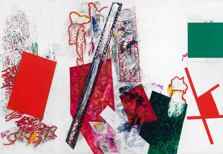 Performance, 2013, acrylic, charcoal, pencil on canvas, 54 x 78 inches