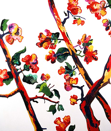 Apple Blossoms I<br>
oil on canvas<br>
81.75 x 68 inches<br>
1965