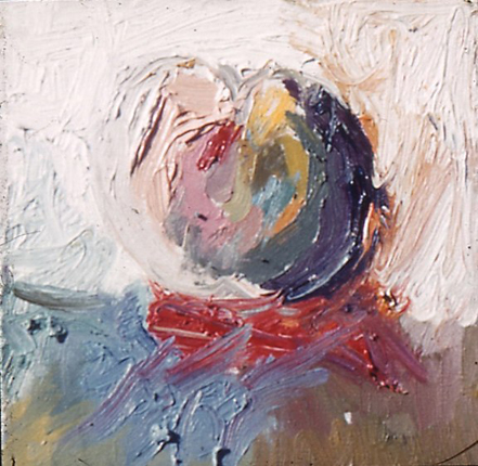 Apple<br>
oil on canvas<br>
9 x 9 inches<br>
1958