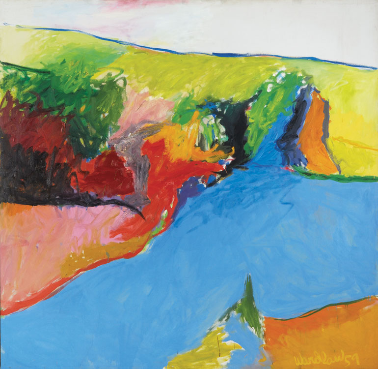 Bend in the Hudson<br>
oil on canvas<br>
60 x 62 inches<br>
1959