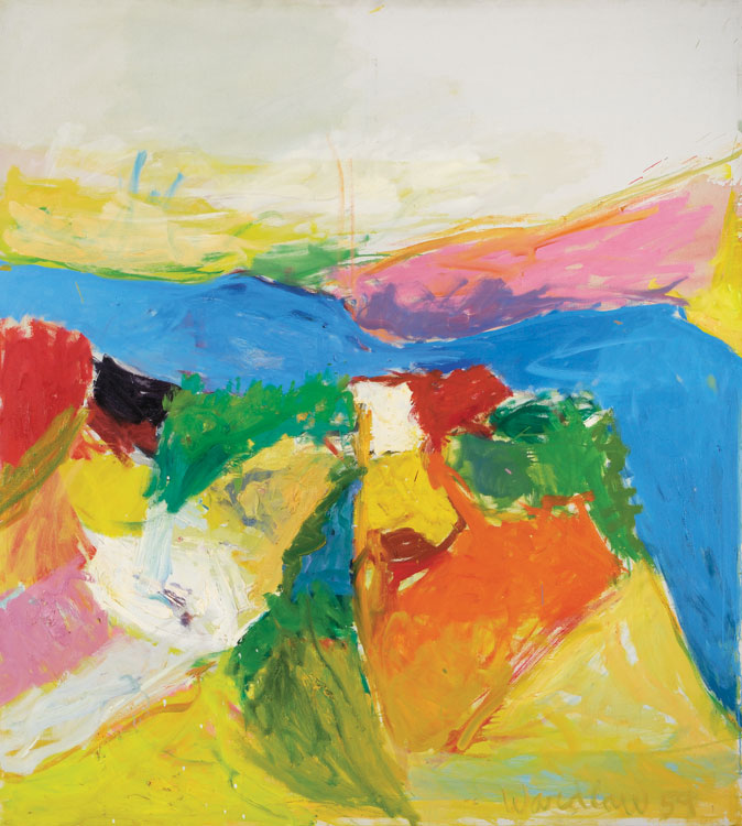 Hudson Hills<br>
oil on canvas<br>
67 x 61 inches<br>
1959
