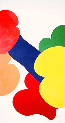 Limb with Five Apples<br>
oil on canvas<br>
80 x 48 inches<br>
1966