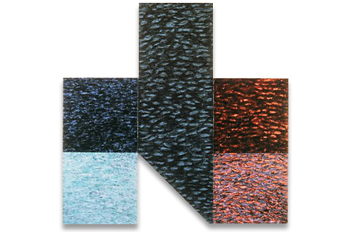 Neutral Zone<br>
acrylic on aluminum<br>
81 x 81 inches<br>
1988-89