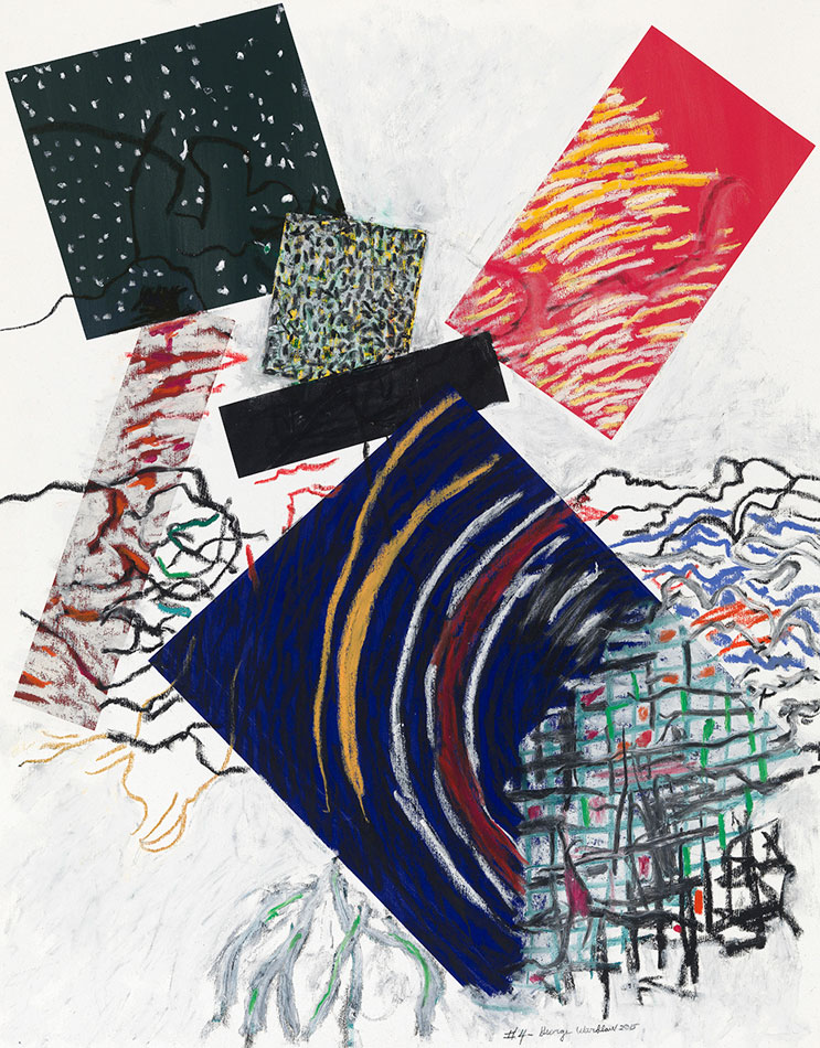 Untitled #4<br>
mixed media on 1975 print<br>
29 x 22.75 inches<br>
2015