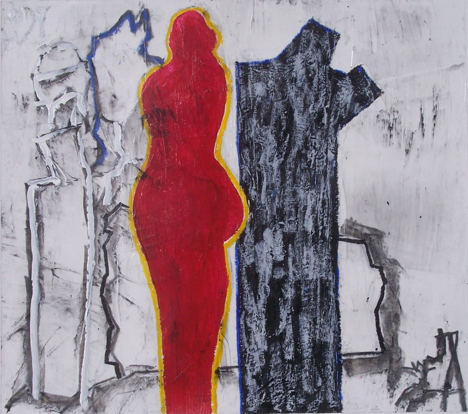 Red Lady<br>
mixed media<br>
16 x 18<br>
2011