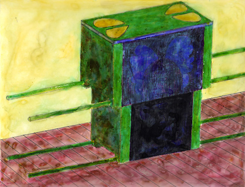 Study for The Ark of the Covenant<br>
acrylic on mylar<br>
1989-90
