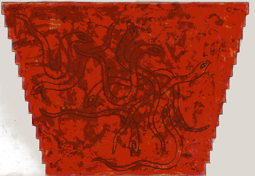Study for Warning Signs<br>
acrylic on mylar<br>
1989-90